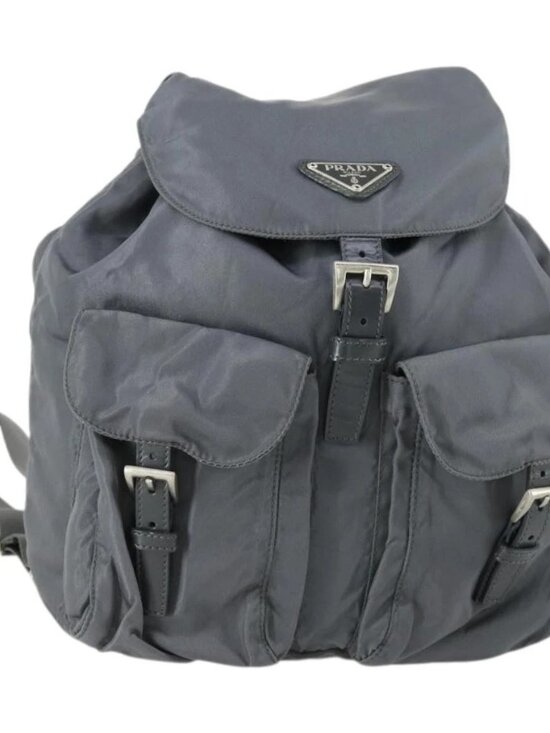 PRADA Backpack Nylon Gray Silver Auth gh1547 main image 12